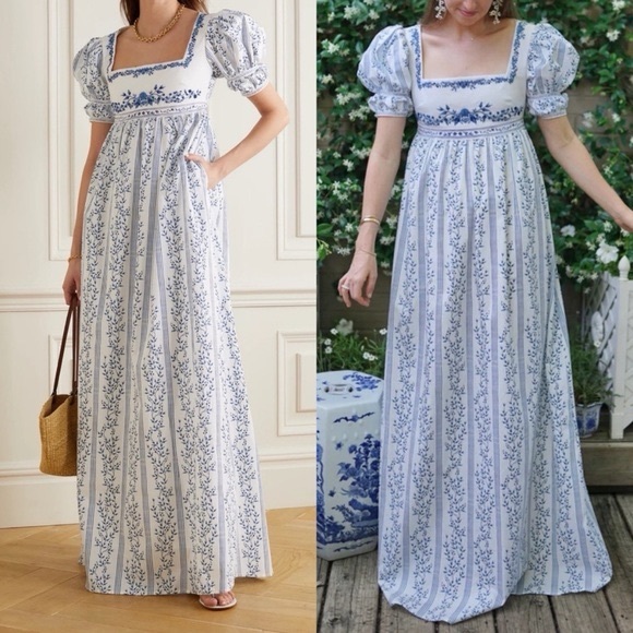 Agua by Agua Bendita Pistacho grosellas-printed poplin dress maxi floral - Picture 6 of 12